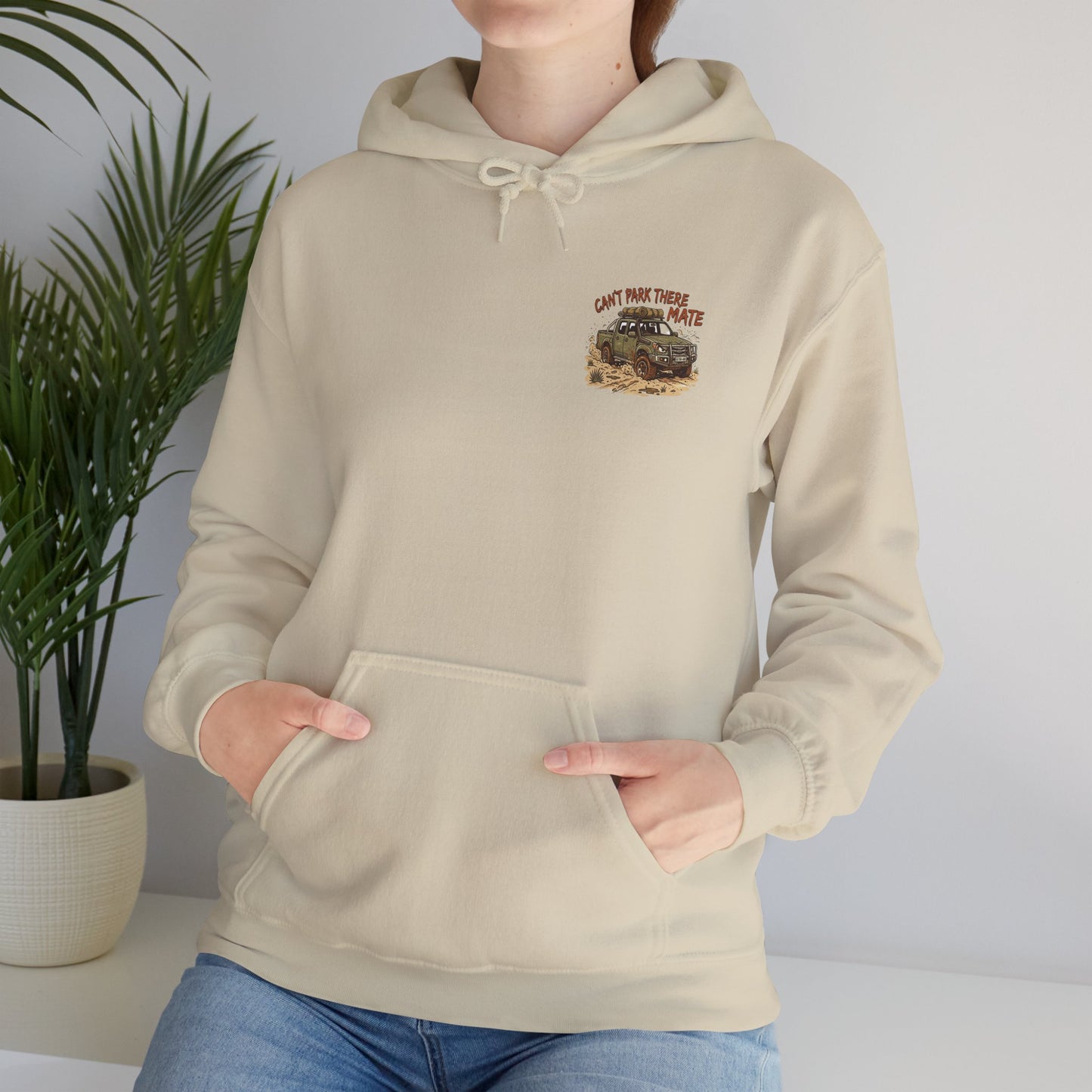 “Can’t Park There Mate” Womens Off-Road 4x4 Hoodie - Light Blue
