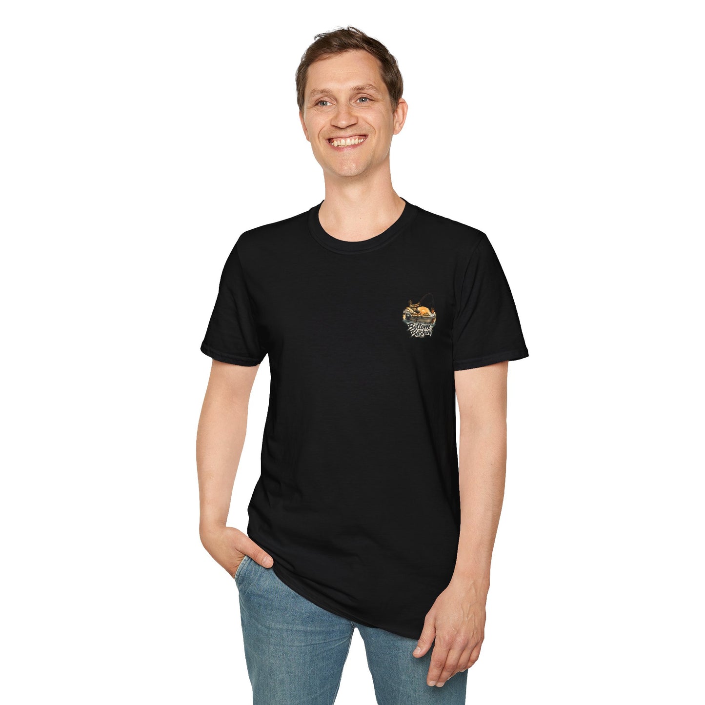 Fishing Tee — “Bottom Bashing” Boat Fishing Graphic T-Shirt - Beige