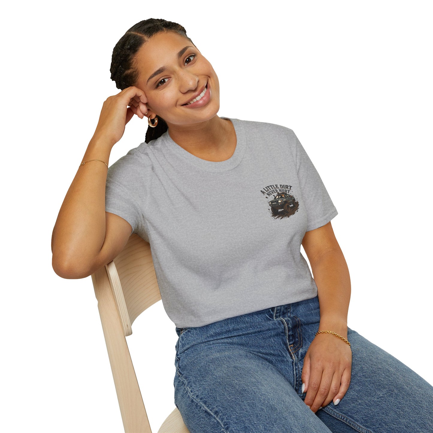 Off-Road T-Shirt — "A Little Dirt Never Hurt" Mud Truck Graphic - Grey