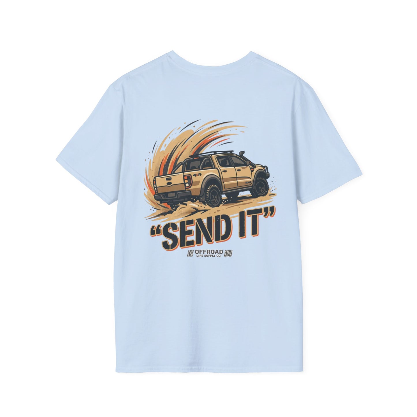 Off‑Road 'Send It' T-Shirt — Adventure 4x4 Graphic Tee - White