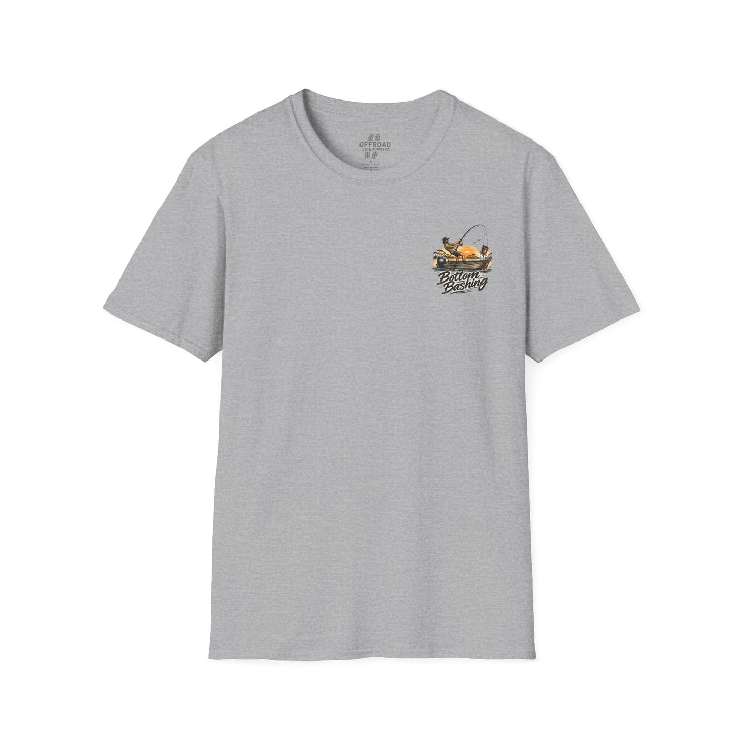 Fishing Tee — “Bottom Bashing” Boat Fishing Graphic T-Shirt - White