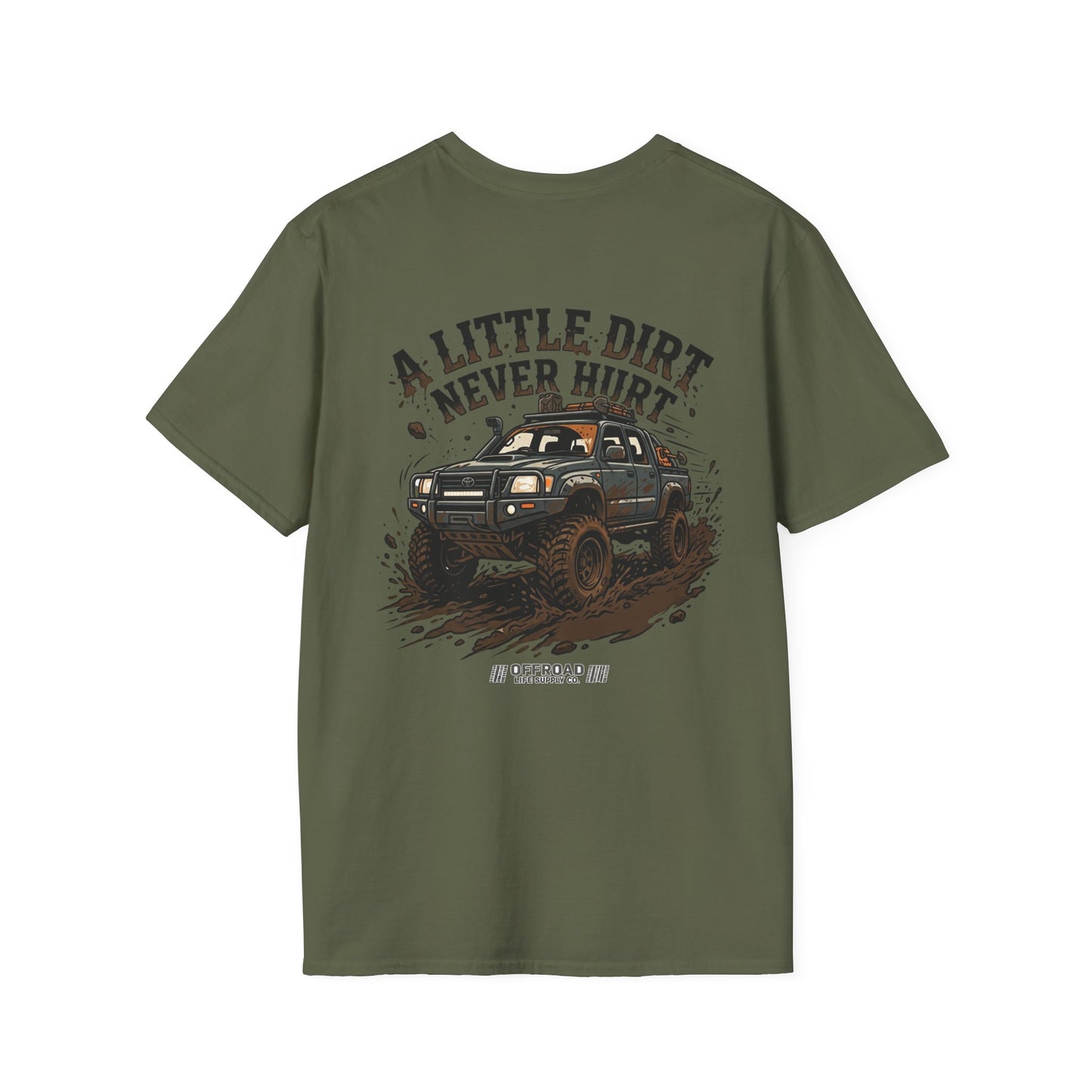 Off-Road T-Shirt — "A Little Dirt Never Hurt" Mud Truck Graphic - Grey