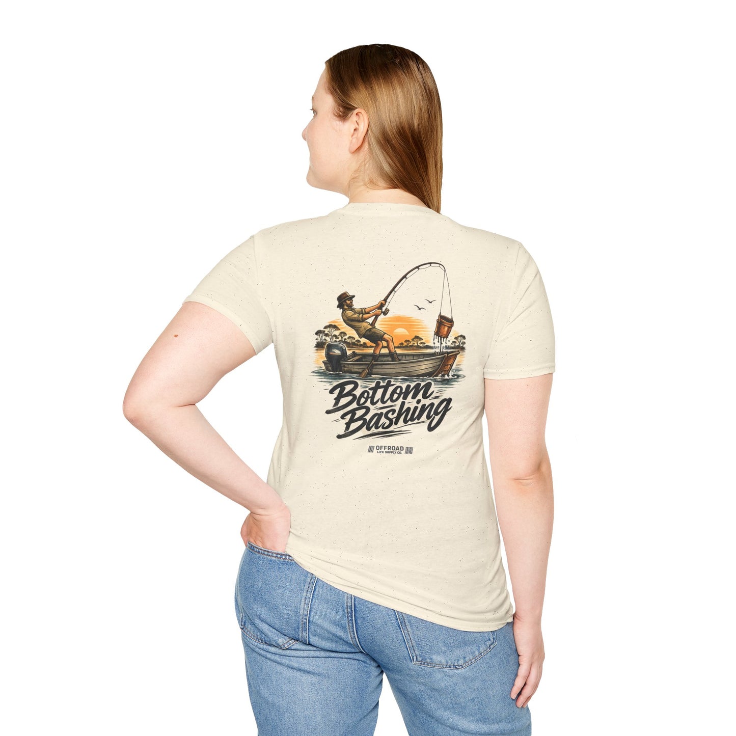 Fishing Tee — “Bottom Bashing” Boat Fishing Graphic T-Shirt - Dark Grey
