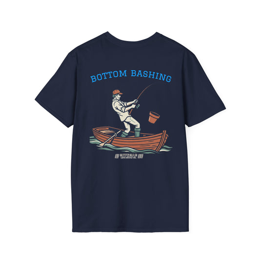 Fishing Tee — “Bottom Bashing” Boat Fishing Graphic T-Shirt - Navy