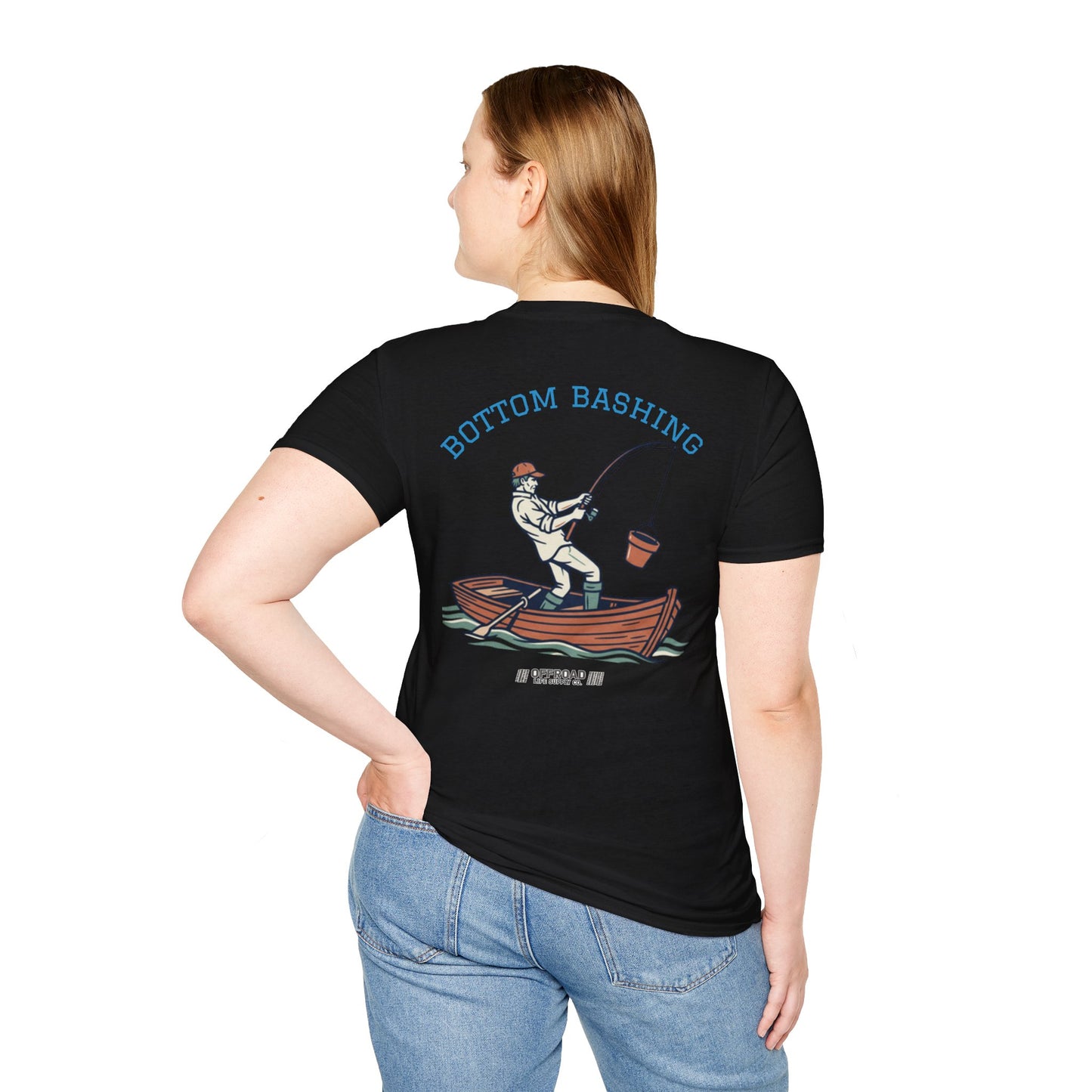 Fishing Tee — “Bottom Bashing” Boat Fishing Graphic T-Shirt - Black